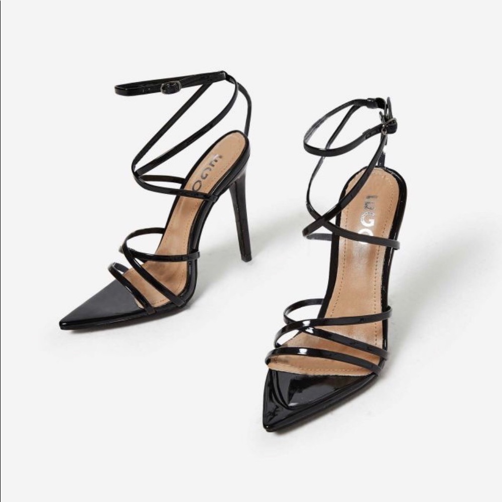 Kaia Pointed Barely There Heels- Black